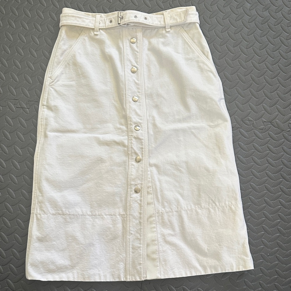 Rag & Bone White Button-Front Midi Skirt